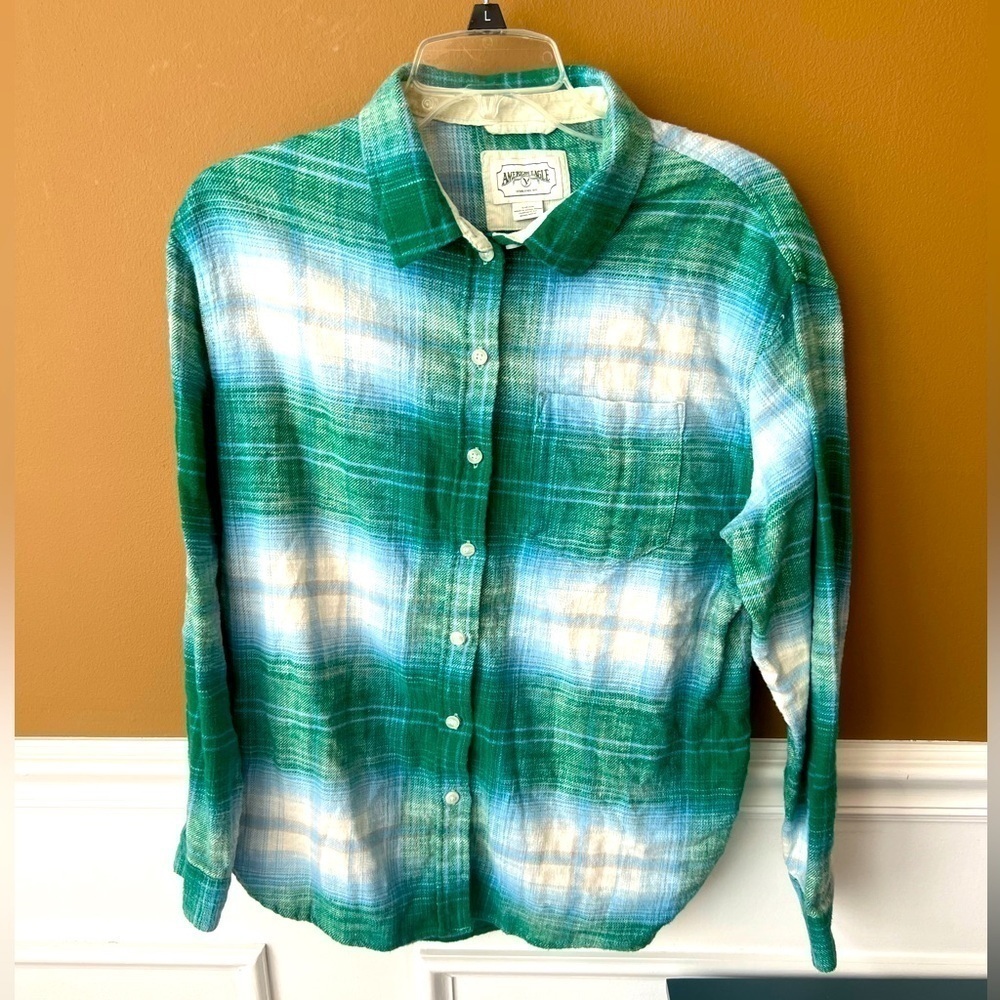 American Eagle 1977 Men’s Plaid Flannel Shirt Size S Outdoors Cabincore